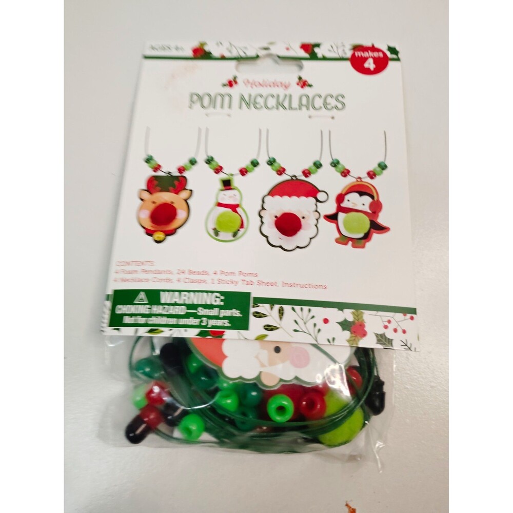 Hyde and EEK! Boutique Christmas Pom Necklace Craft Kit Makes 4 KEY 710